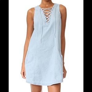 denim lace up dress